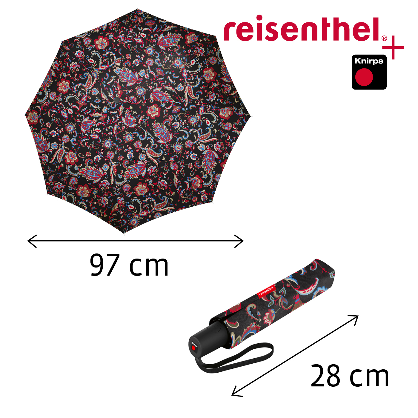 Reisenthel UMBRELLA POCKET DUOMATIC in Farbe paisley black, Formelle Kleidung, Krawatte, Kleidung, Hemd, Baldachin