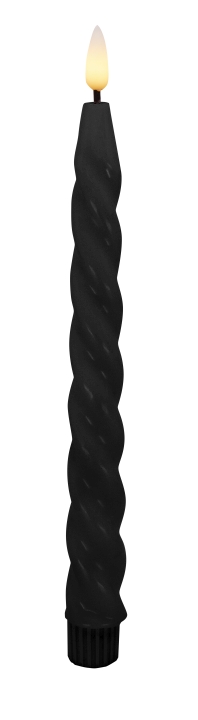 L.C. Wholesaler LED-Dinnerkerze 2er-Set WINTER ca. Ø 2,2, H 17,5cm in black smooth, 2.2x17.5cm