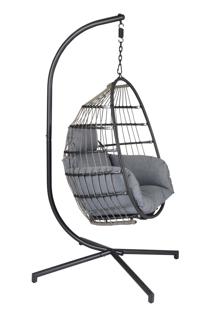 L.C. Wholesaler Hängesessel SUNAI ca. B81 H114 T64 cm in Geflecht flach grau/Rope grau