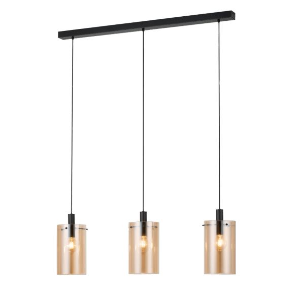 Eglo Leuchten Hängeleuchte POLVERARA in E27 schwarz/amber, Lampe, Kronleuchter, Leuchte