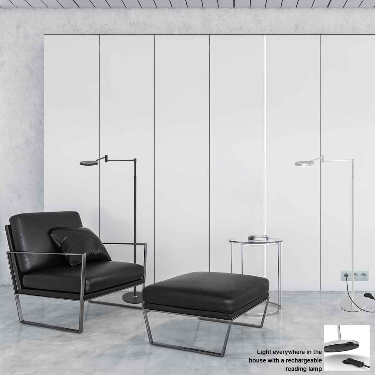 Steinhauer LED-Stehleseleuchte SOLEIL 1-flammig in Farbe Schwarz/Weiß
