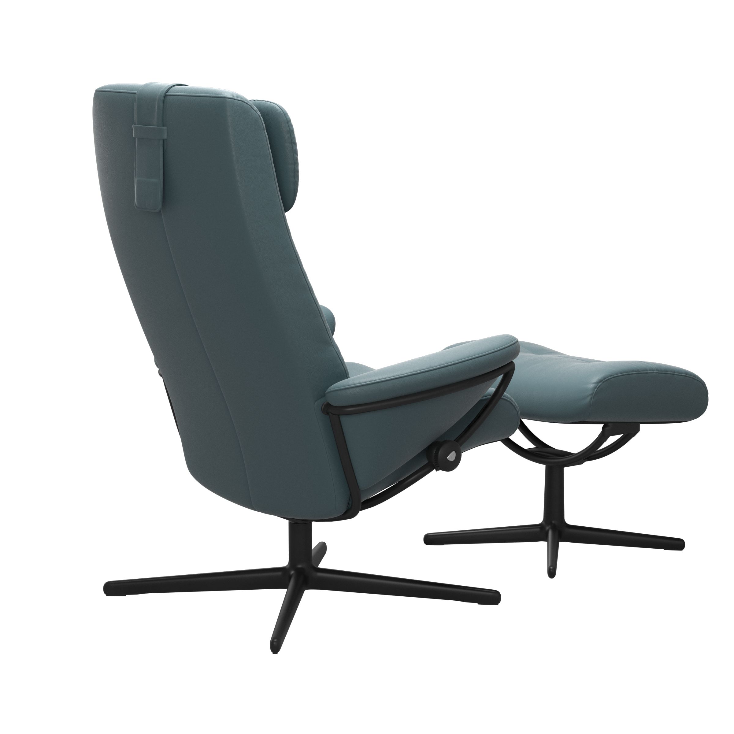Stressless Sessel mit Hocker BERLIN CROSS HB in Leder Paloma Teal blue