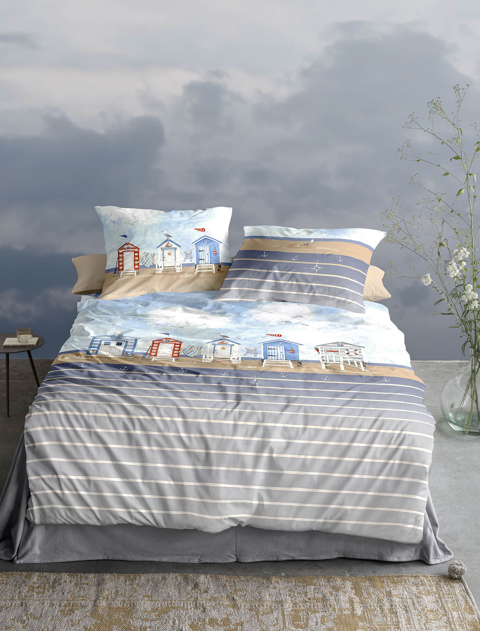 Mako-Satin Bettwäsche  155x220 in ca. 155x220cm blau, Kissen, Dekoration für Zuhause, Mobiliar, Bett