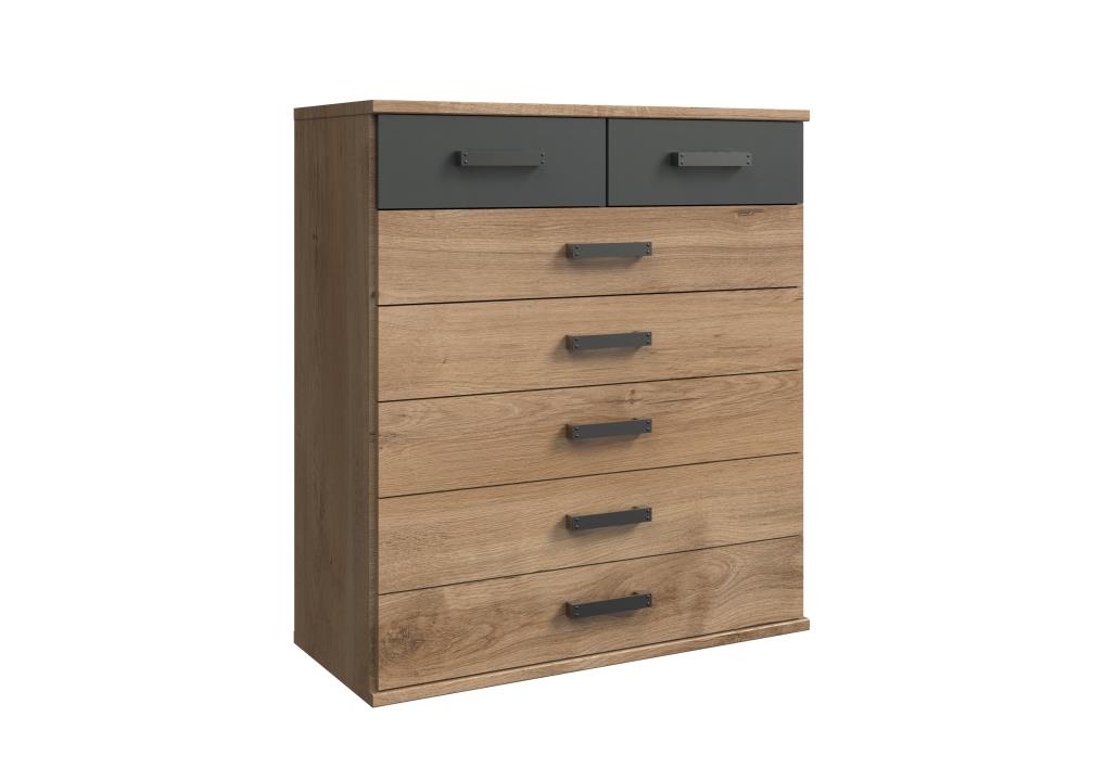 Wimex Schubkastenkommode Cork 319, ca. 91 x 103 x 40 cm in Plankeneiche Nachbildung graphit
