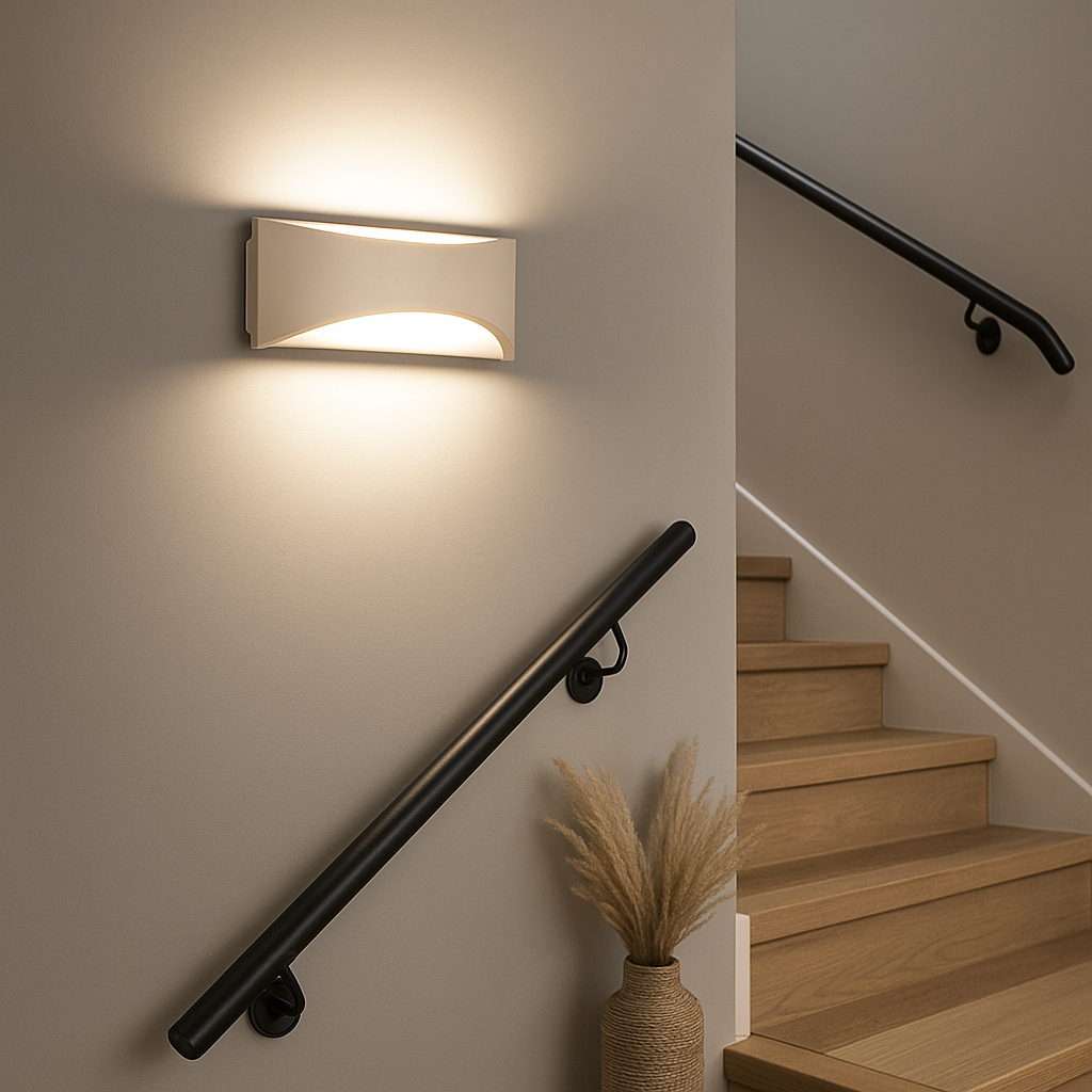 Fischer & Honsel LED-Wandleuchte RIO 1-flammig in Farbe Metall sandfarbig/Acryl weiß, Handlauf, Gehäuse, Treppe, Taktstock, Lampe