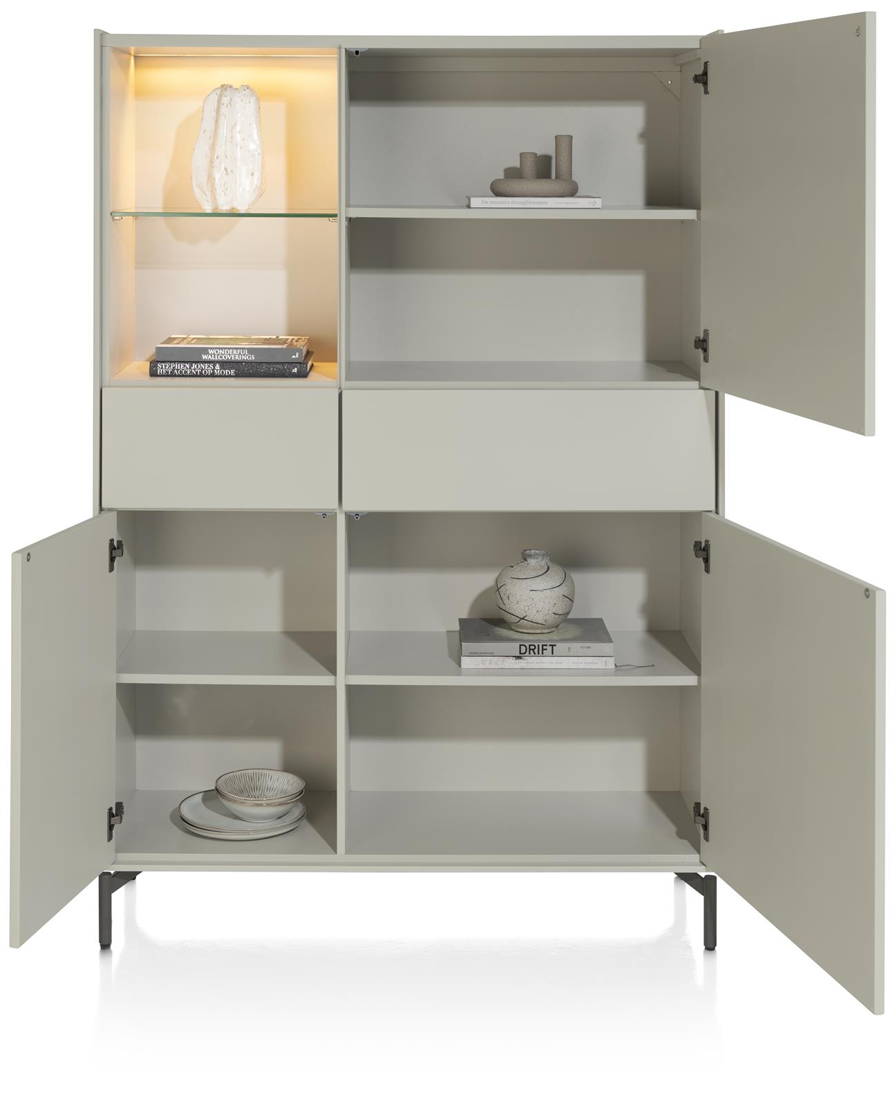 XOOON Highboard Noon ca. B120 H175 T42 cm in silk grey lackiert