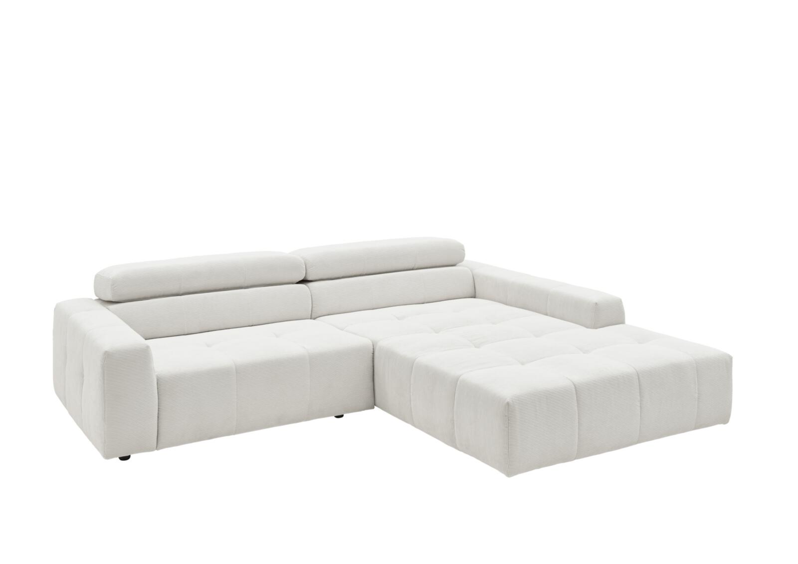 Candy Polsterecke DENVER ca. 258x217cm in Stoff Feincord weiß, Moebel, Couch