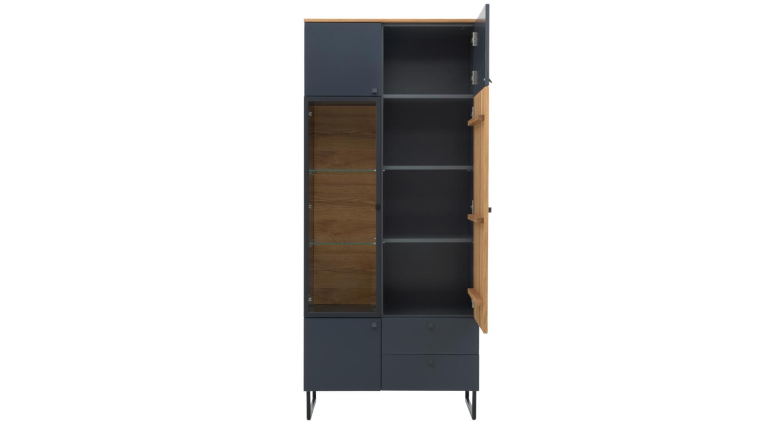 Interliving Vitrine INTERLIVING-5605 B/H/T ca.86x194x42cm in Lack quarzgrau