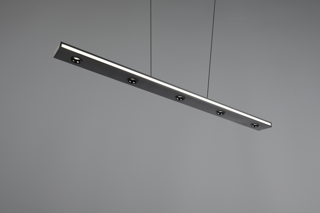 Trio LED-Pendelleuchte GRAHAM 7-flammig in Farbe schwarz matt, Kunststoff weiß, Beleuchtung