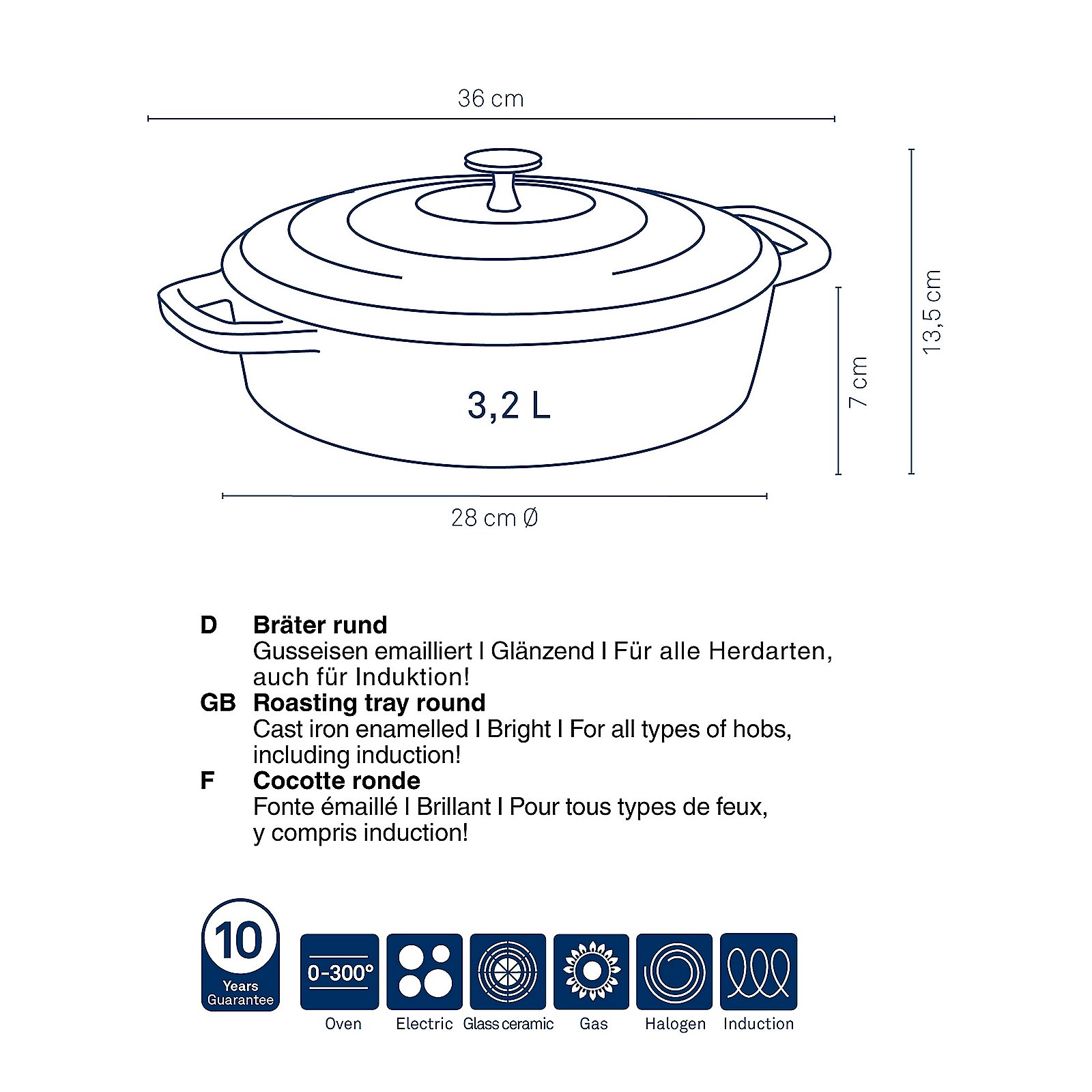 Kela Bräter rund Calido schwarz CALIDO in , Kochgeschirr, Topf, Diagramm, Handlung, Holländischer Ofen