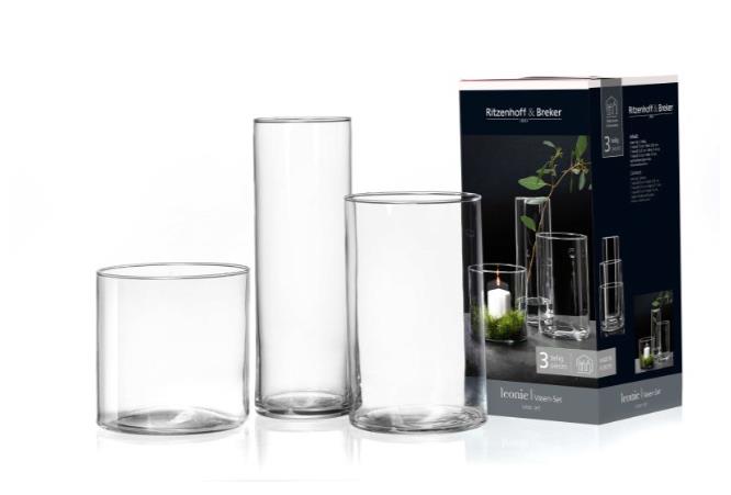 Ritzenhoff & Breker Vasen-Set LEONIE 3tlg. aus Glas klar