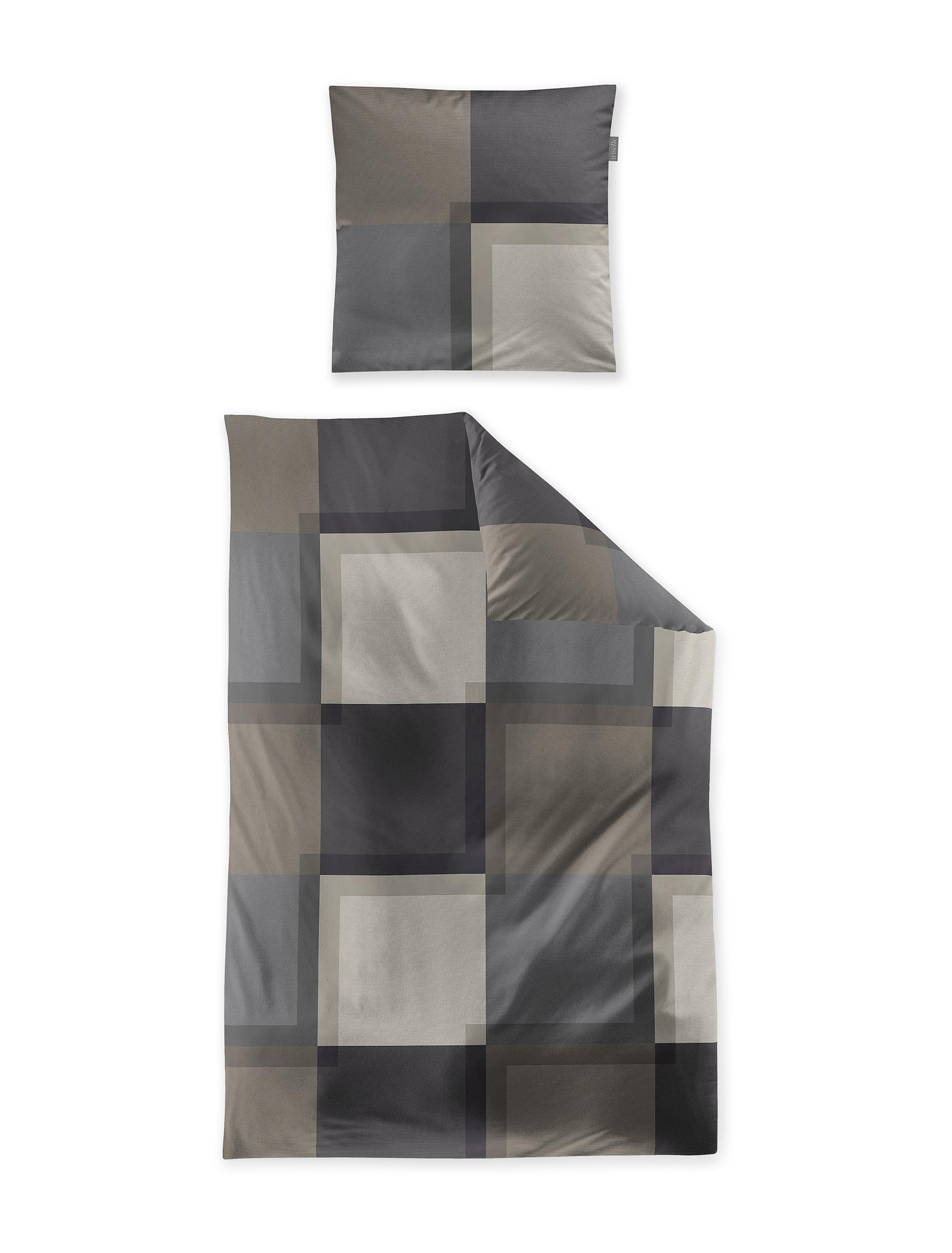 Irisette Mako-Satin Bettwäsche WAVE ca. 155x220cm in Farbe natur, Dekoration für Zuhause, Kissen, Decke