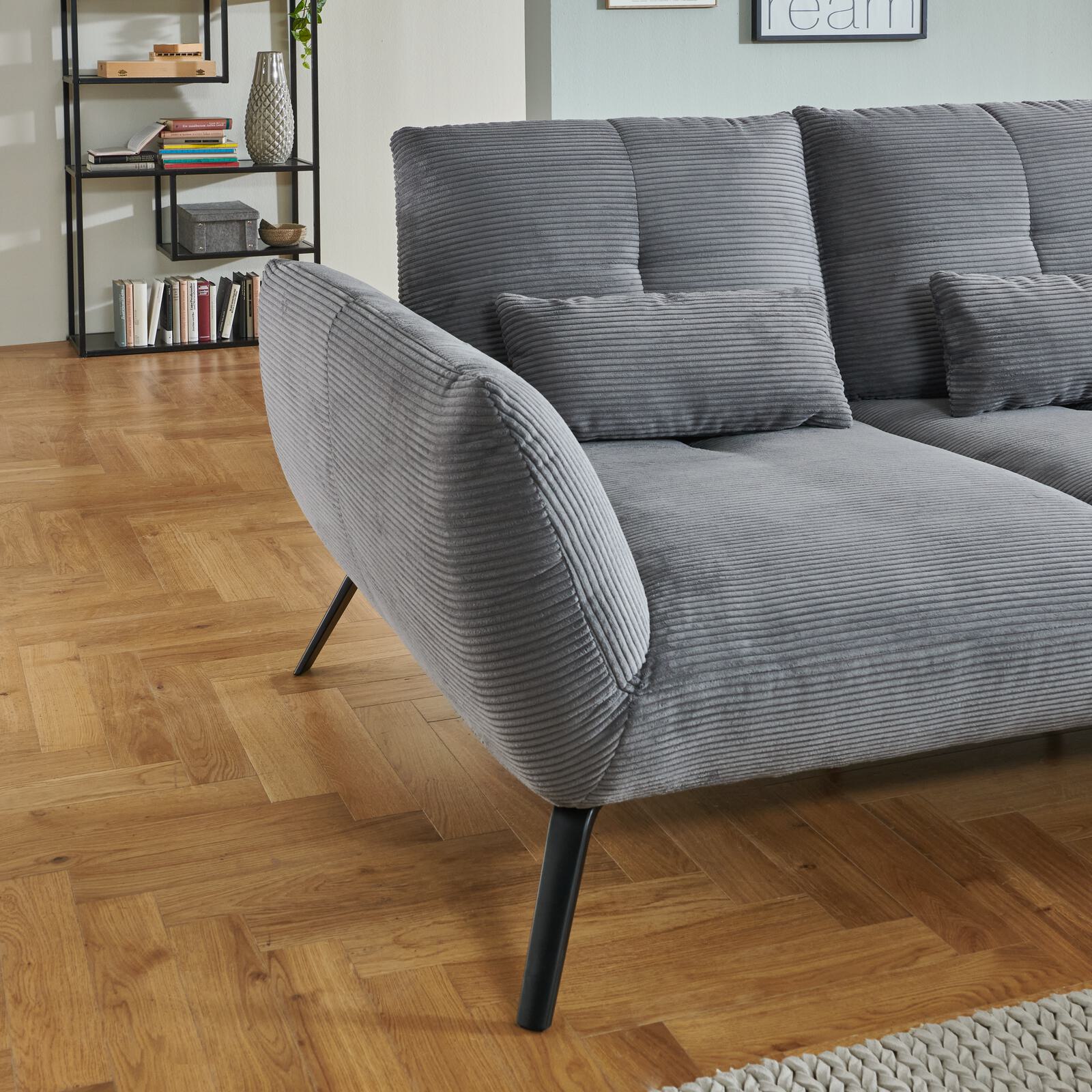 Poco Polstergruppe DOVER ca. 301x191cm in Stoff Cord Lincoln hellgrau, Couch, Mobiliar, Innenarchitektur, Fußboden, Dekoration für Zuhause