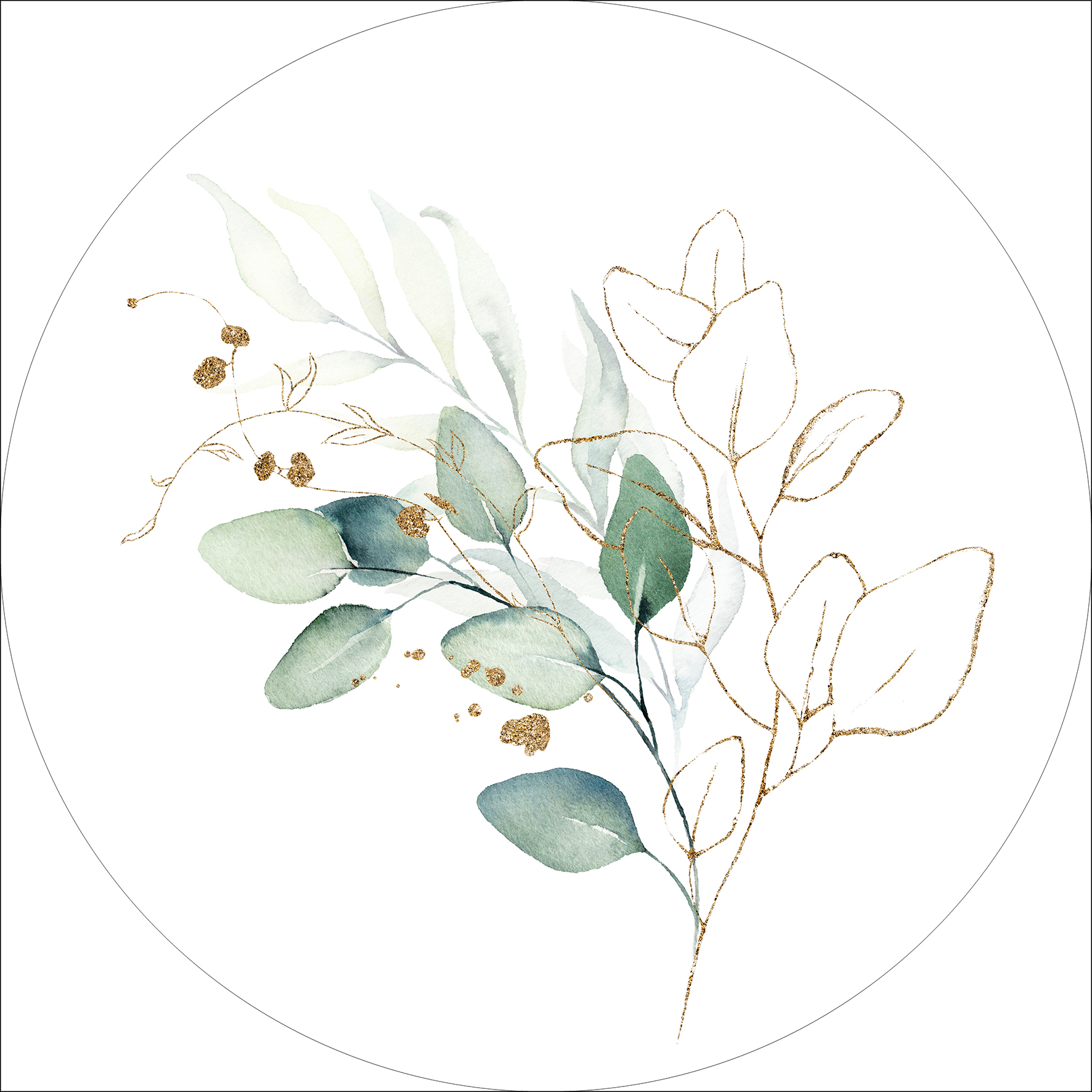ProArt Glas-Art rund Ø 20cm Watercoloured Leaves II