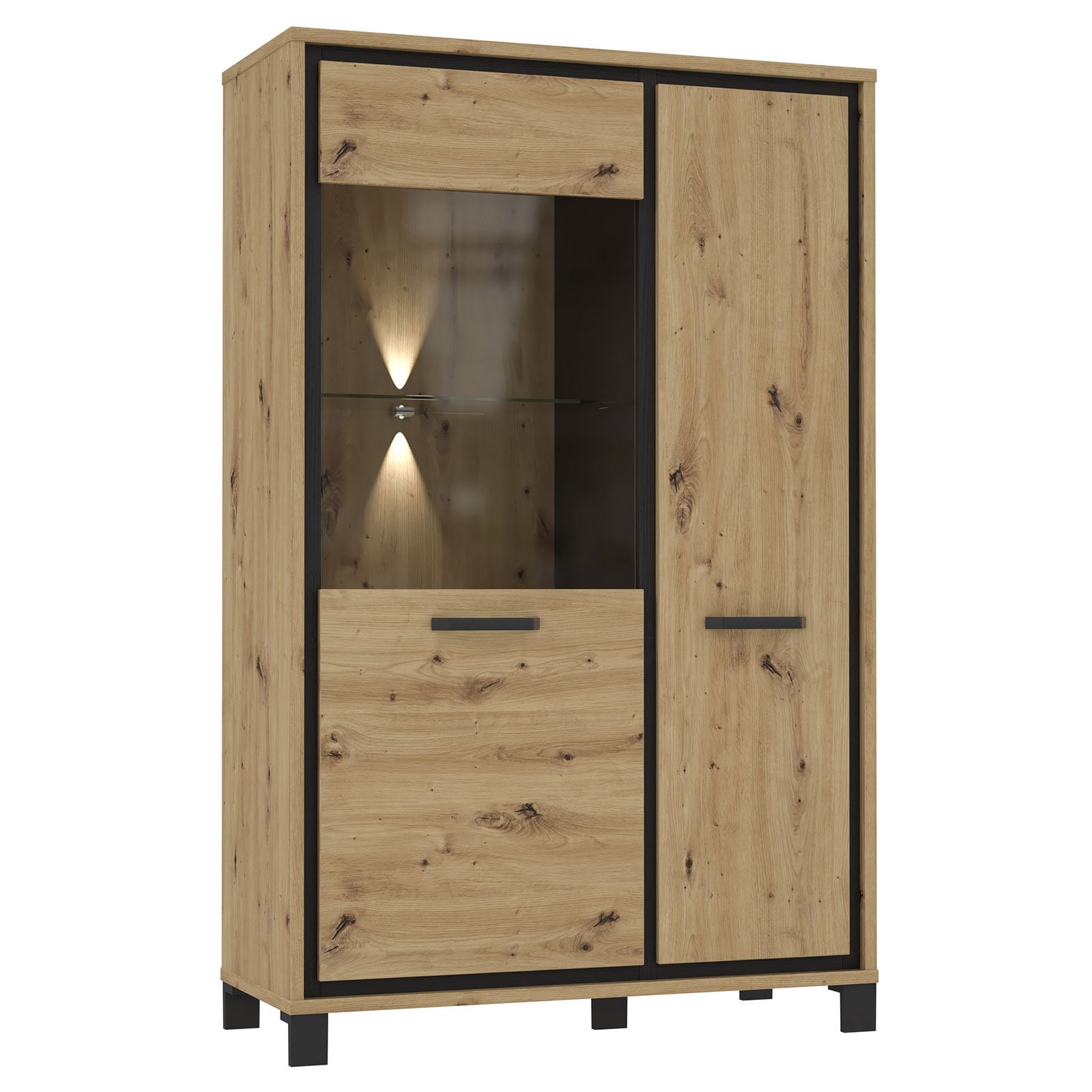 Forte Highboardvitrine Trondheim in Artisan Eiche Nachbildung