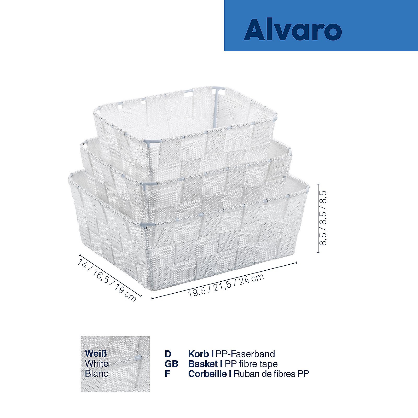 Kela Korb-Set Alvaro weiß ALVARO in
