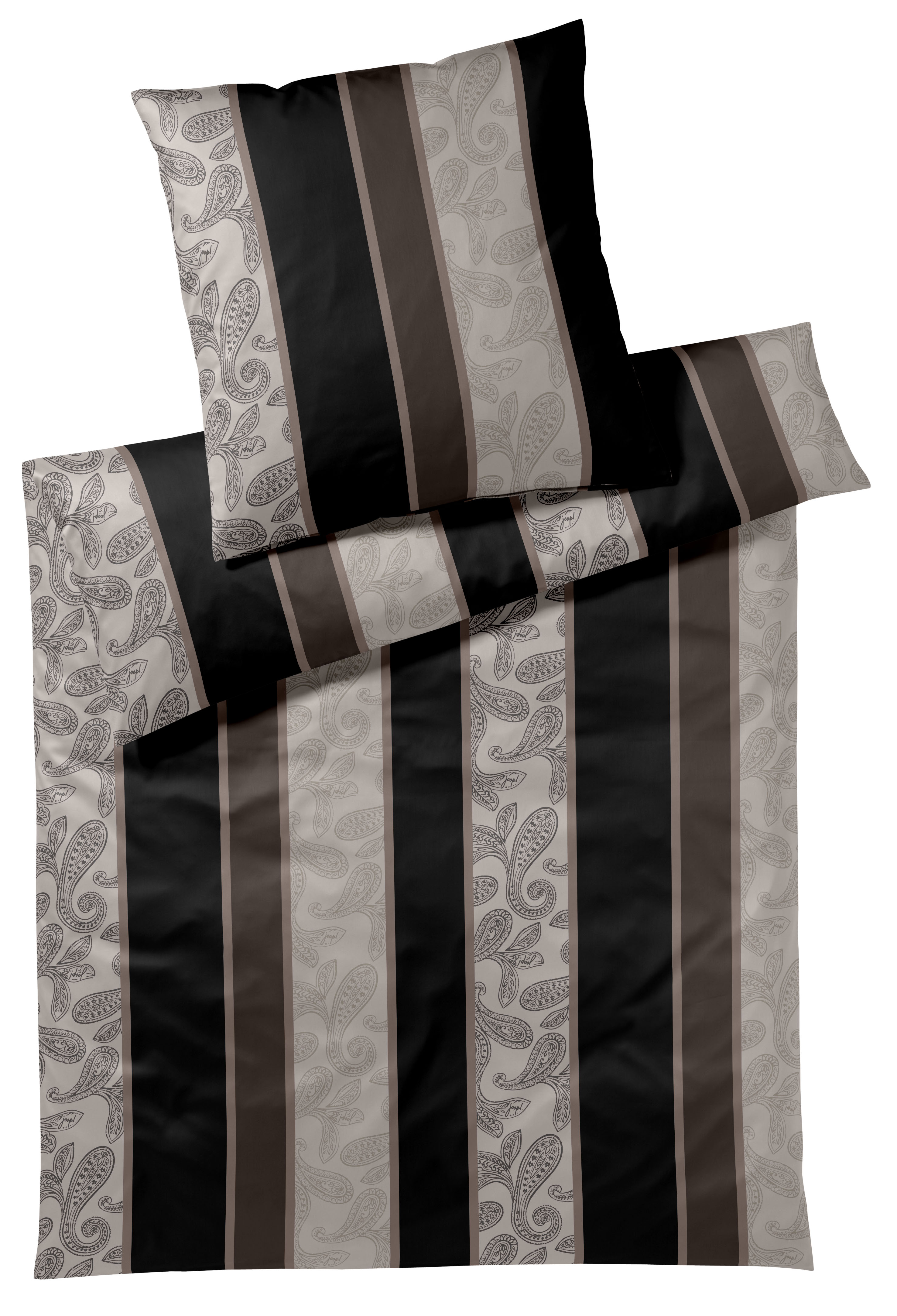 Elegante Bettwäsche Joop! 135x200 cm PAISLEY STRIPES 135x200 cm in grau/schwarz/braun, Moebel, Inneneinrichtung, Kissen, Bett, Bettlaken