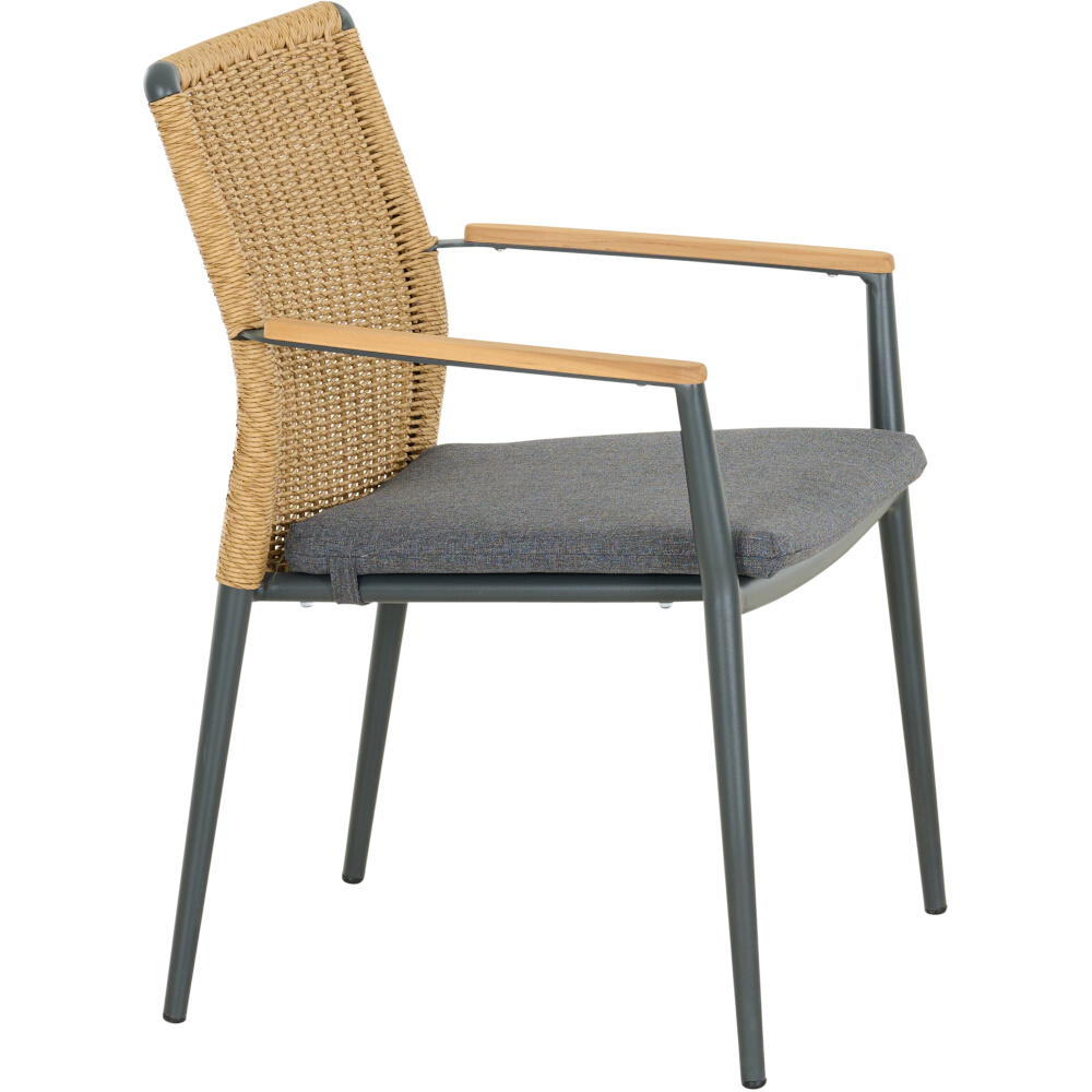 Stapelsessel Roma in Aluminium matt anthrazit/Gardino®-Geflecht natur, Moebel, Stuhl, Sessel