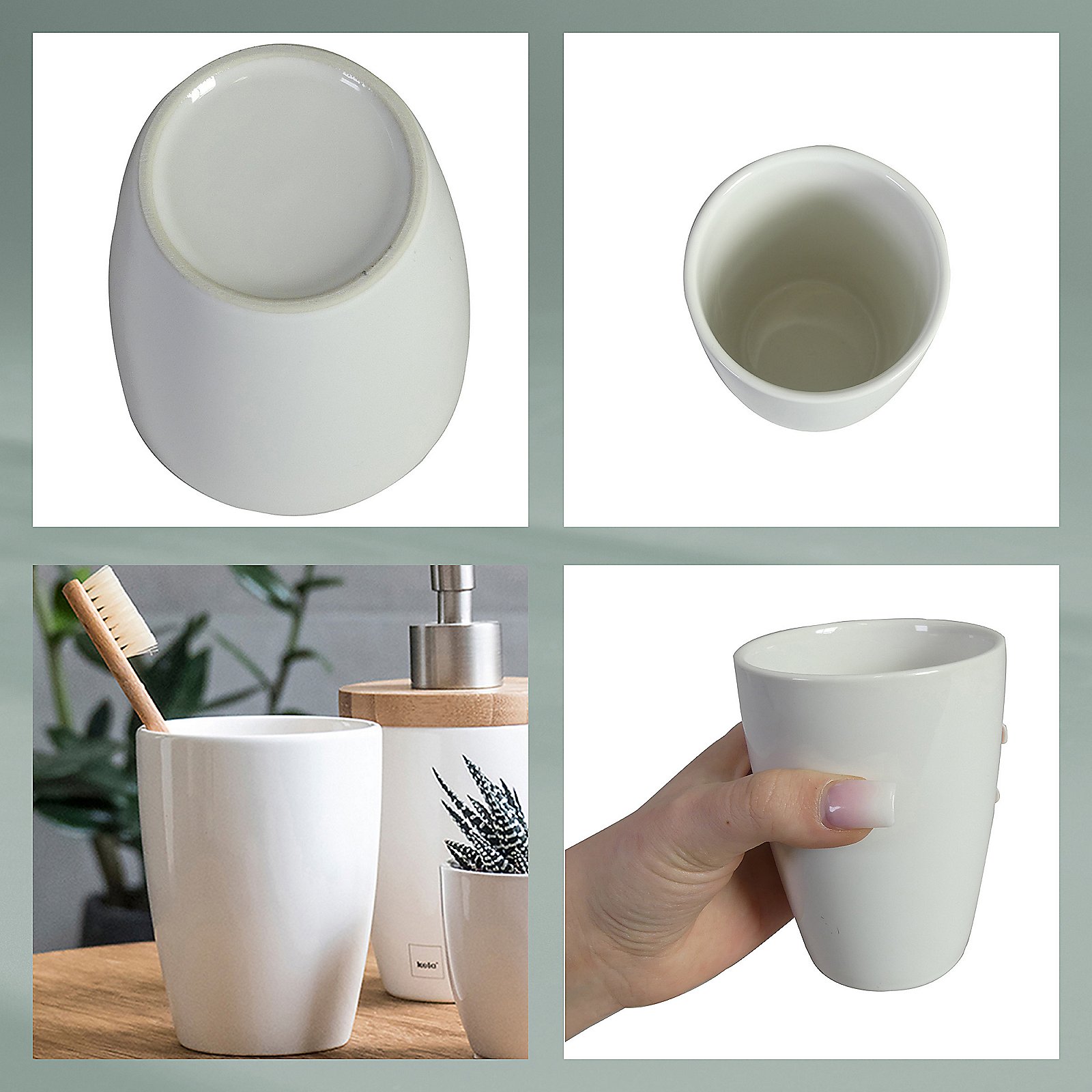 Kela Becher NATURA in weiß, Porzellan, Töpferei, Tasse, Pinsel, Werkzeug