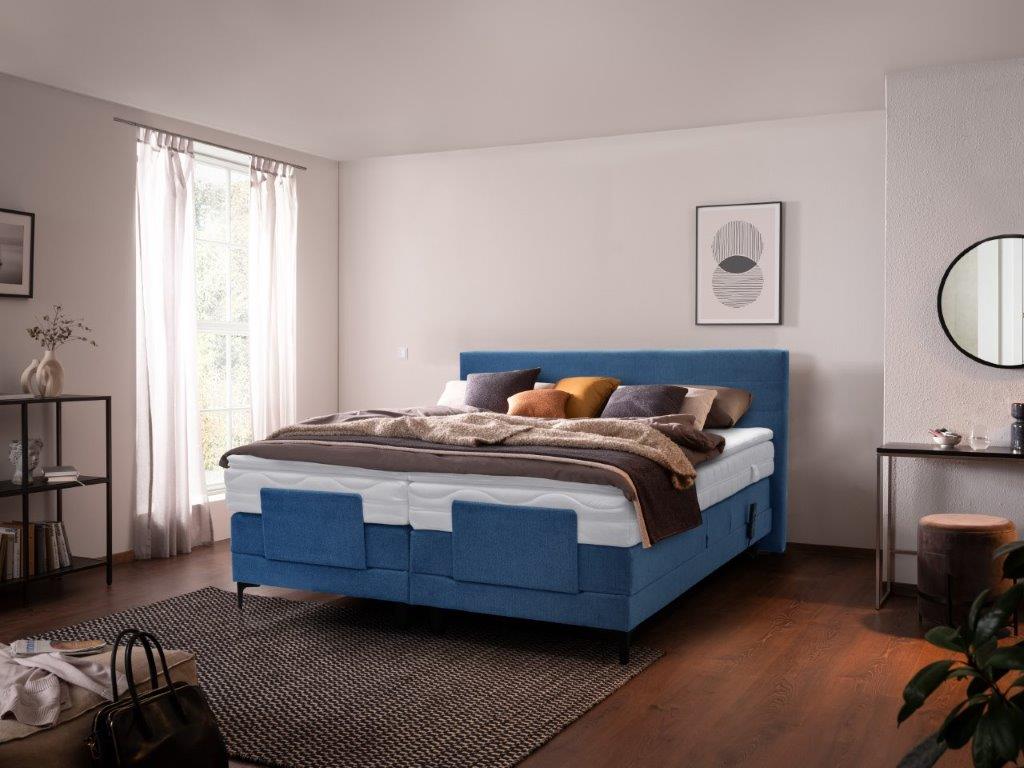 Boxspringbett ca. 180x200cm Stoff blau Boxspringbett in Stoff S-XBO16/05, Innenarchitektur, Inneneinrichtung, Teppich, Mobiliar, Bett