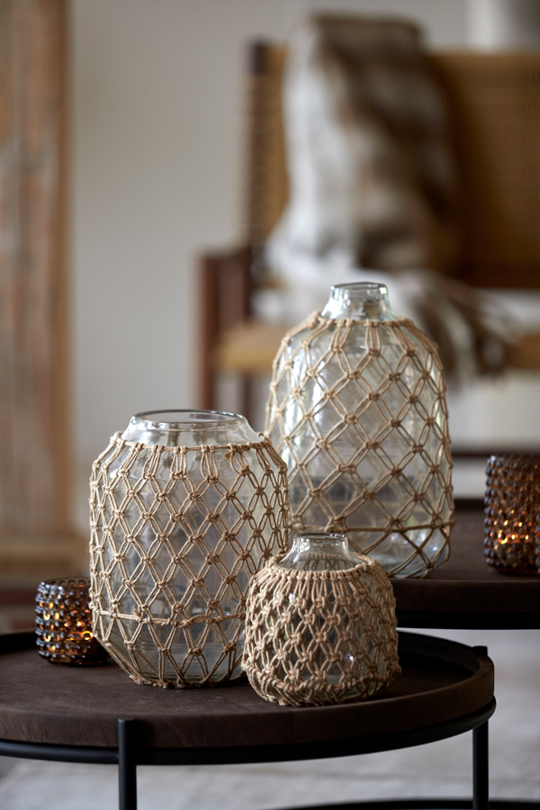 Light & Living Vase NARONA in Glas Klar, Jute