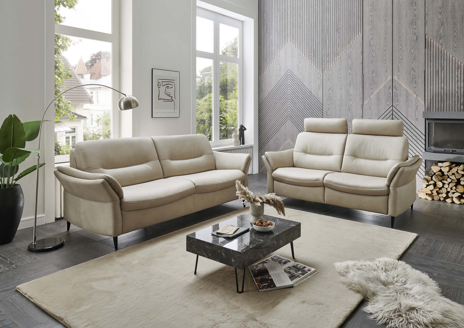 Hukla Polstergarnitur HU_SF24080 in Leder Doppio noce Pg.63, Dekoration für Zuhause, Mobiliar, Tabelle, Kaffeetisch, Wohnzimmer