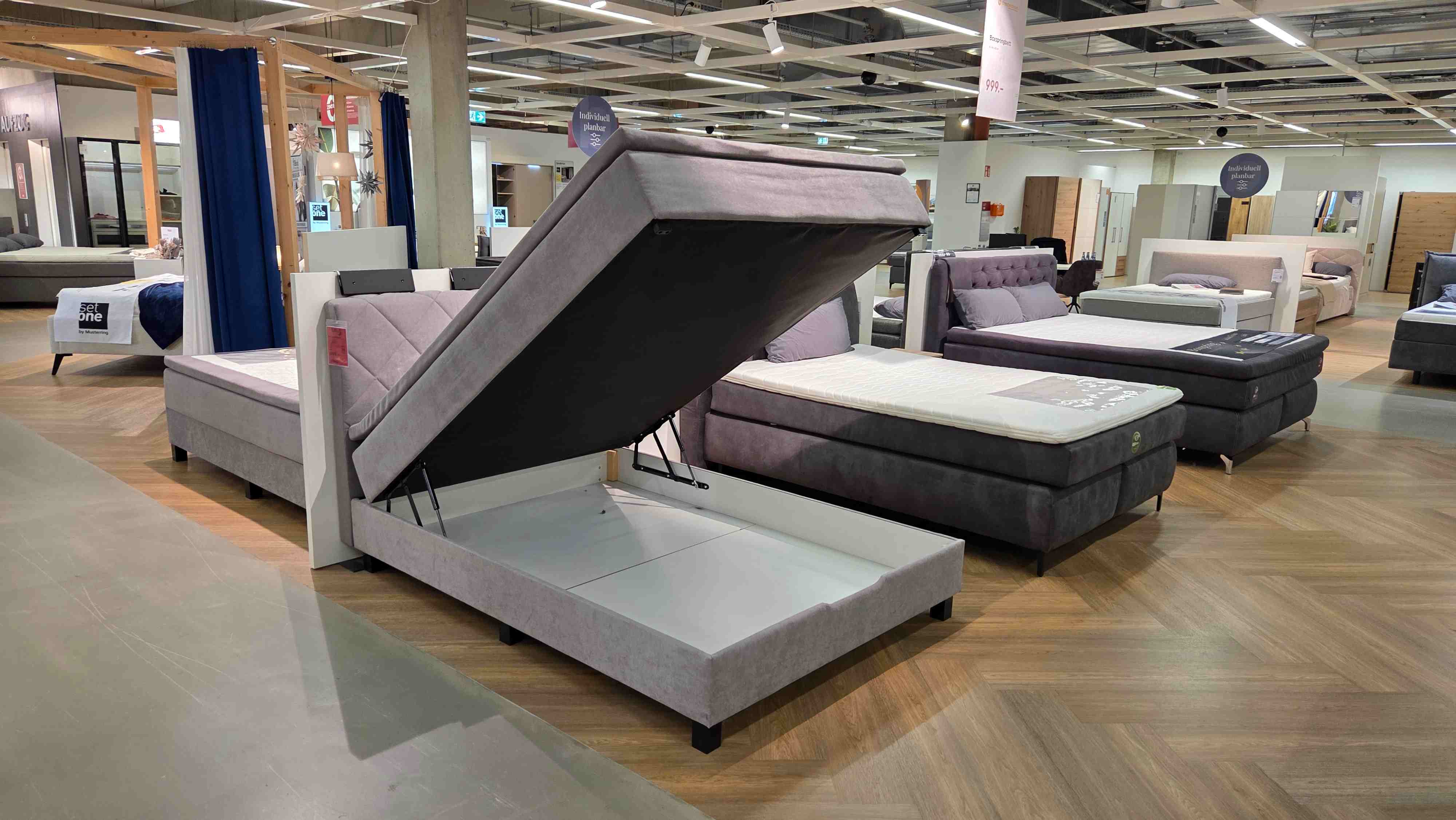 Sun Garden Stauraumbett JEFF in Stoff 50343-720 uni hellgrau, Drinnen, Mobiliar