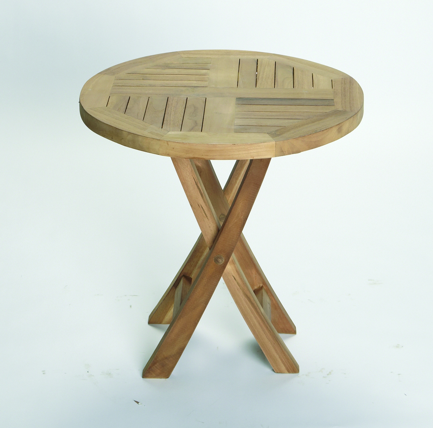 L.C. Wholesaler Klappbarer Beistelltisch RIVA Ø ca. 50cm aus Teakholz, Moebel, Tabelle, Kaffeetisch, Esstisch