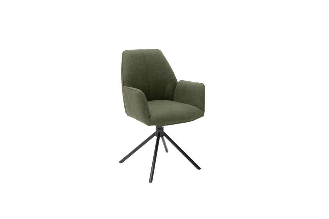 MCA Furniture Armlehnstuhl Pemba, Webstoff olive, 4-Fuß-Gestell drehbar schwarz, ca. B: 59 H: 88 T: 63 cm