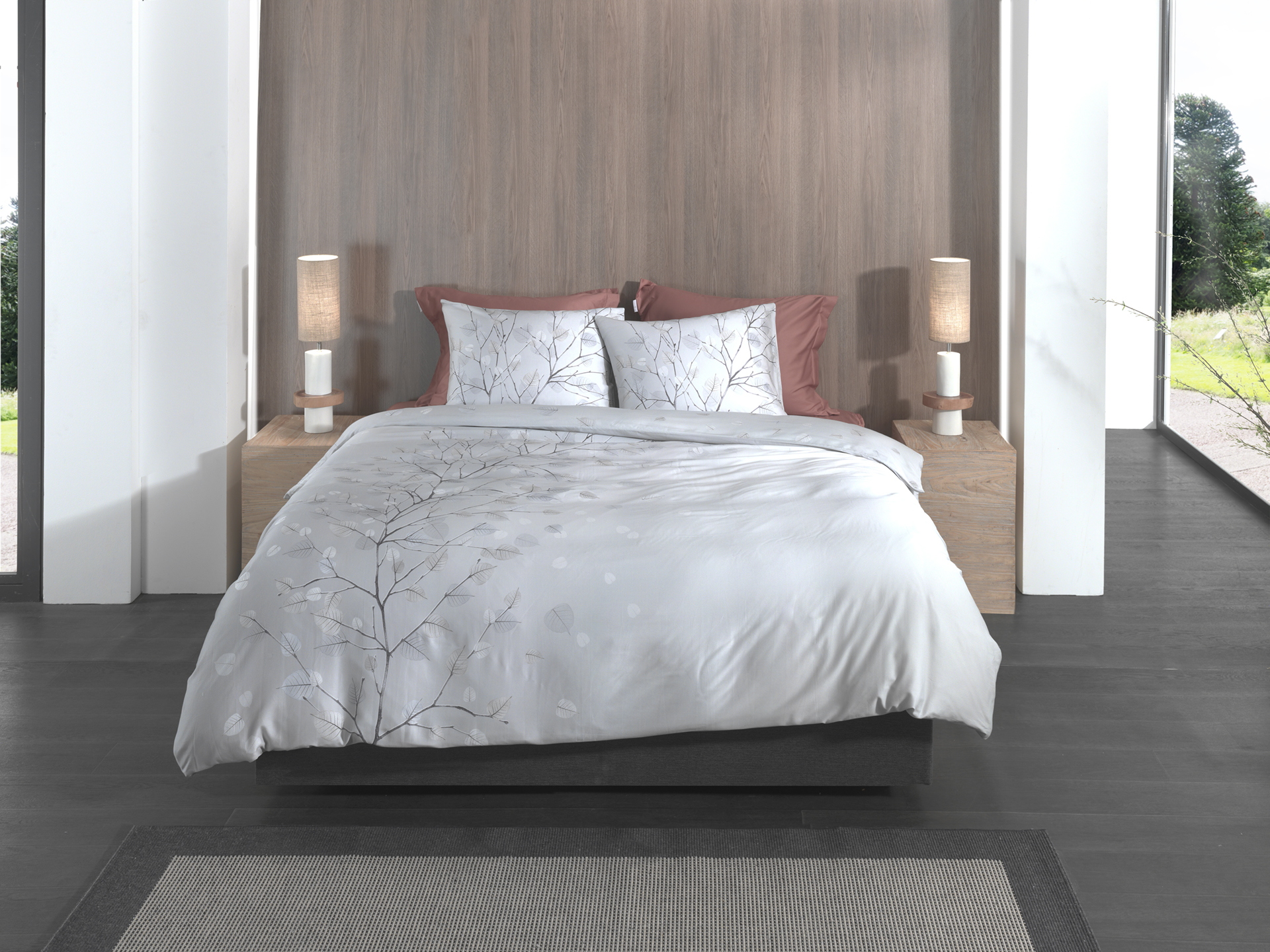 Heckettlane Bettwäsche ca. 135x200cm in Farbe Light-Grey, Innenarchitektur, Mobiliar, Bett, Kissen, Kerze