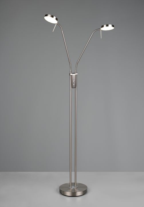 Trio LED-Stehleuchte MONZA 2-flammig in Farbe Nickel matt, Kunststoff weiß, Lampe