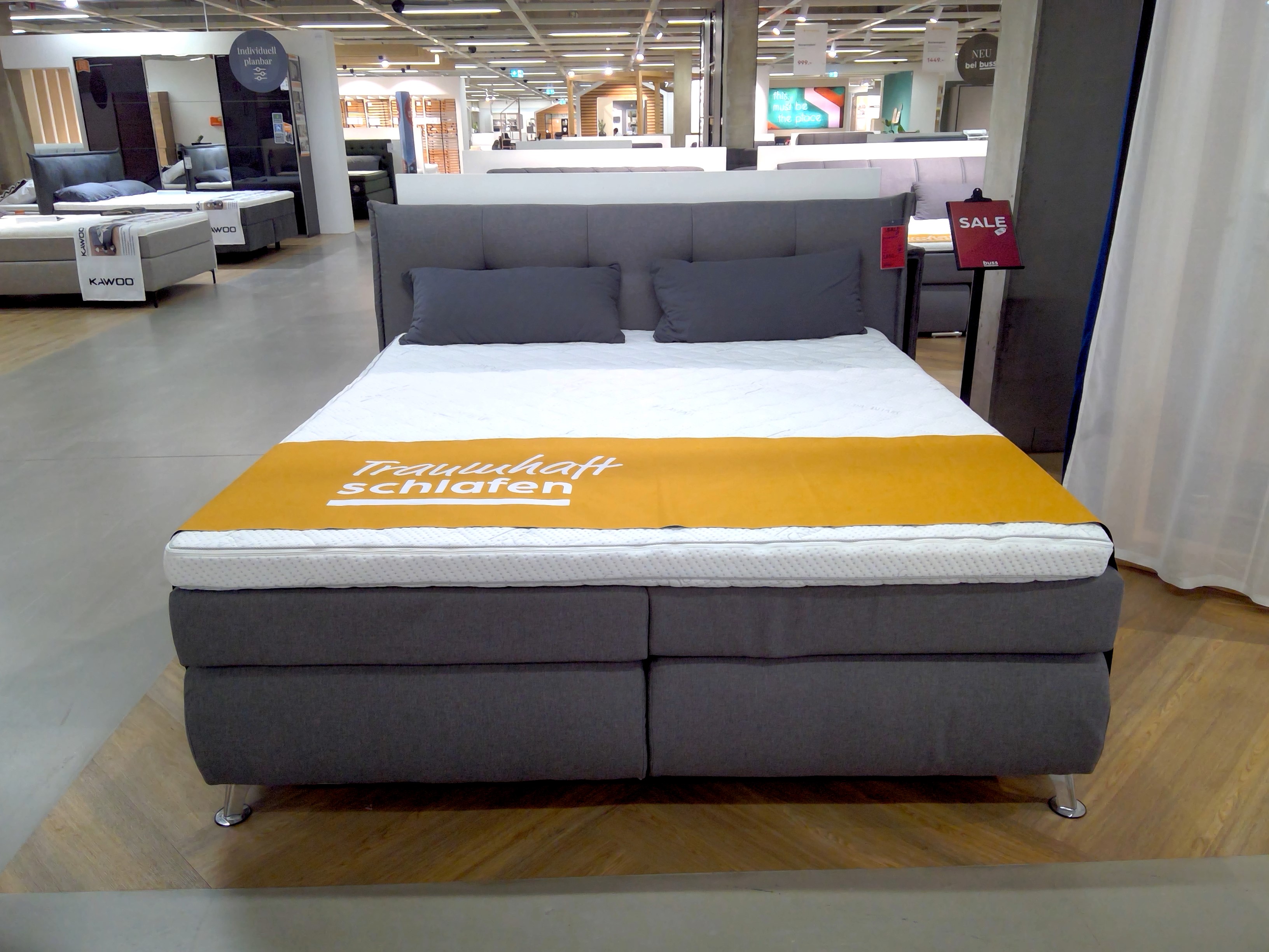 Hapo Boxspringbett 180x200cm in Stoff B393, Moebel, Bett, Person