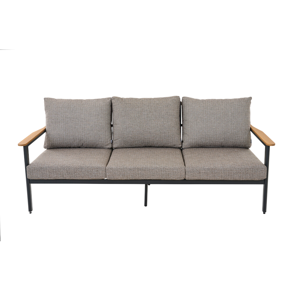 Lounge-Set 4-teilig LIGURIA in Farbe Gardino®-Geflecht twisted in taupe grau , Couch, Mobiliar, Kissen, Dekoration für Zuhause, Bank