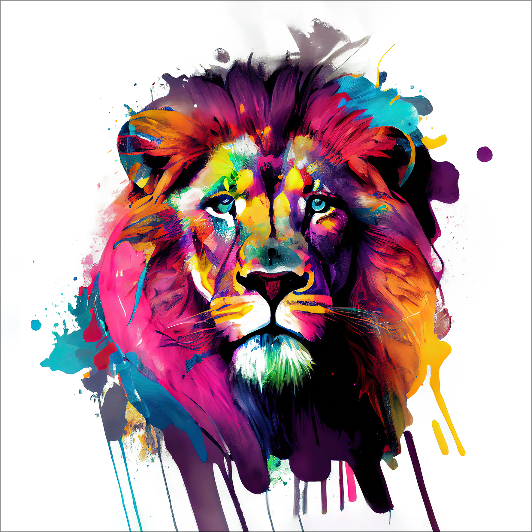 PRO ART Glas-Art 30x30cm Colorful Lion Head IV