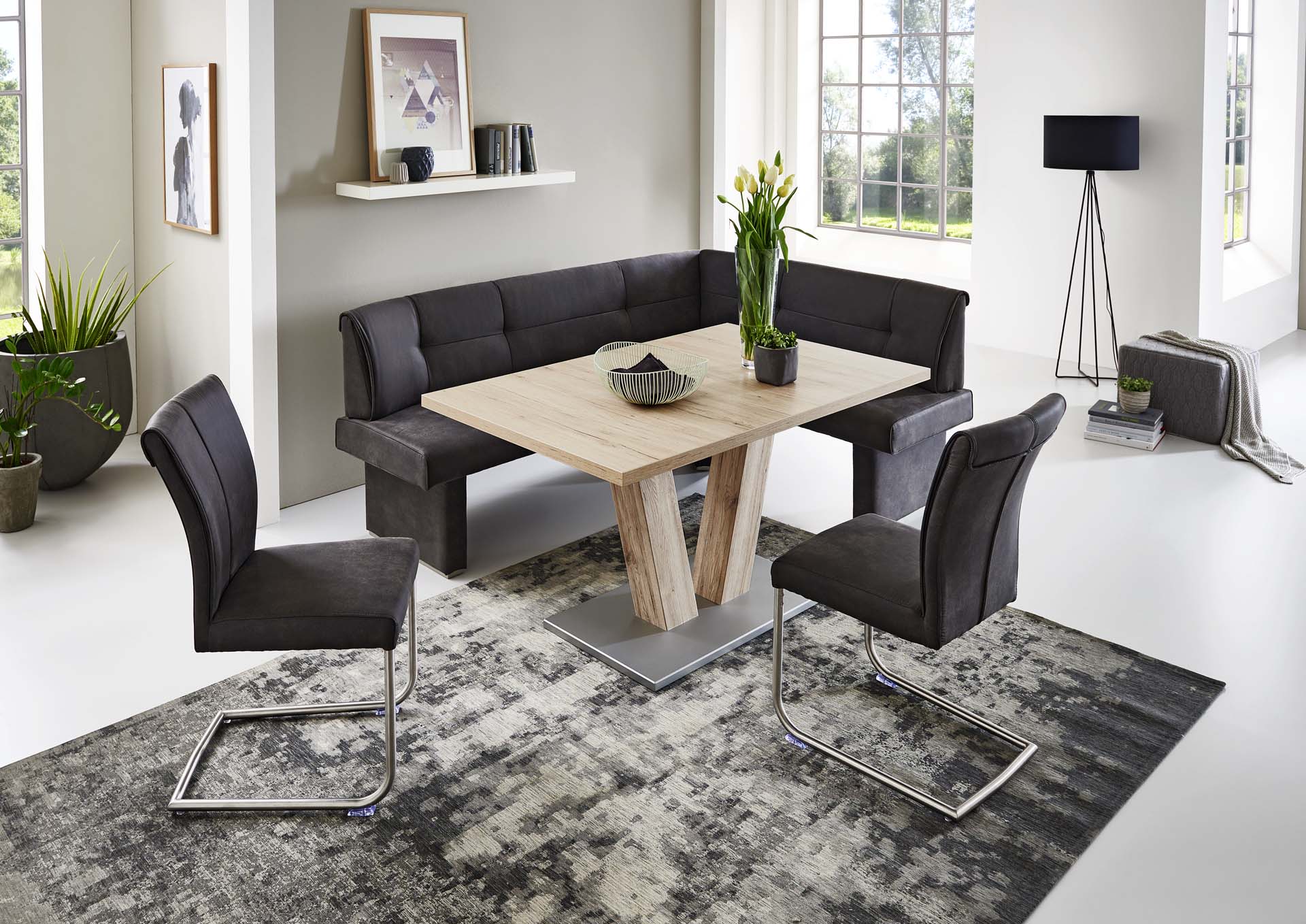 Niehoff Eckbank Lisa, Stoff Aberdeen anthrazit, ca. 202 x 152 cm