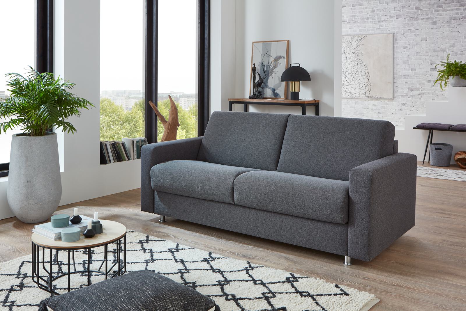 Schlafsofa MESSINA ca. 120x200cm in Stoff grau/anthrazit