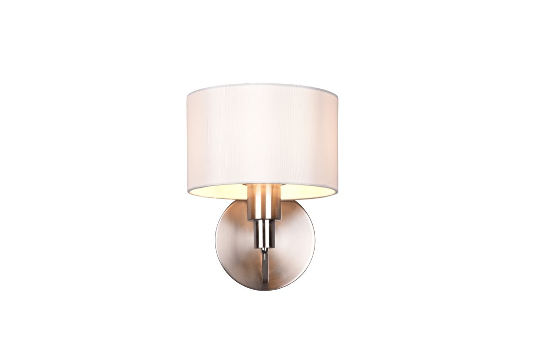 Trio Wandleuchte CASSIO in Nickel matt, Stoff weiß