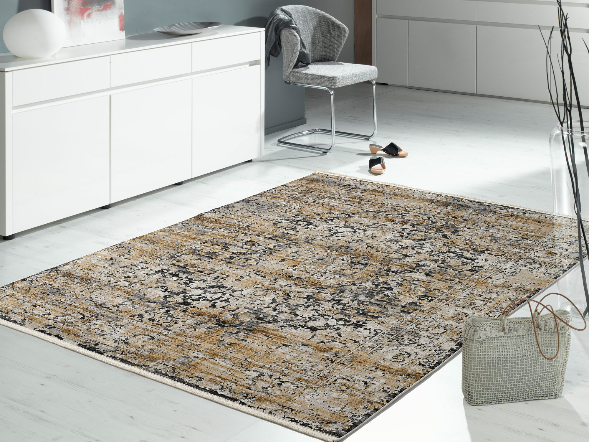 OCI Webteppich ca. 160x230cm in Farbe grau-gold