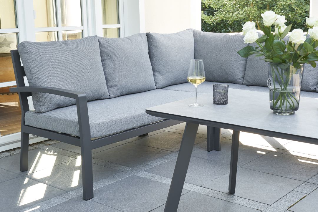 L.C. Wholesaler Lounge-Set 4-teilig BONDINO in Farbe Anthrazit / Hellgrau, Moebel, Tabelle, Couch, Kaffeetisch, Tischplatte