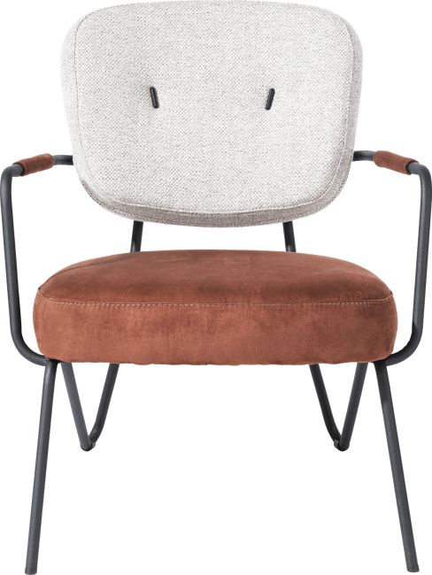 XOOON Sessel June in Stoffkombination Beige / Kupfer