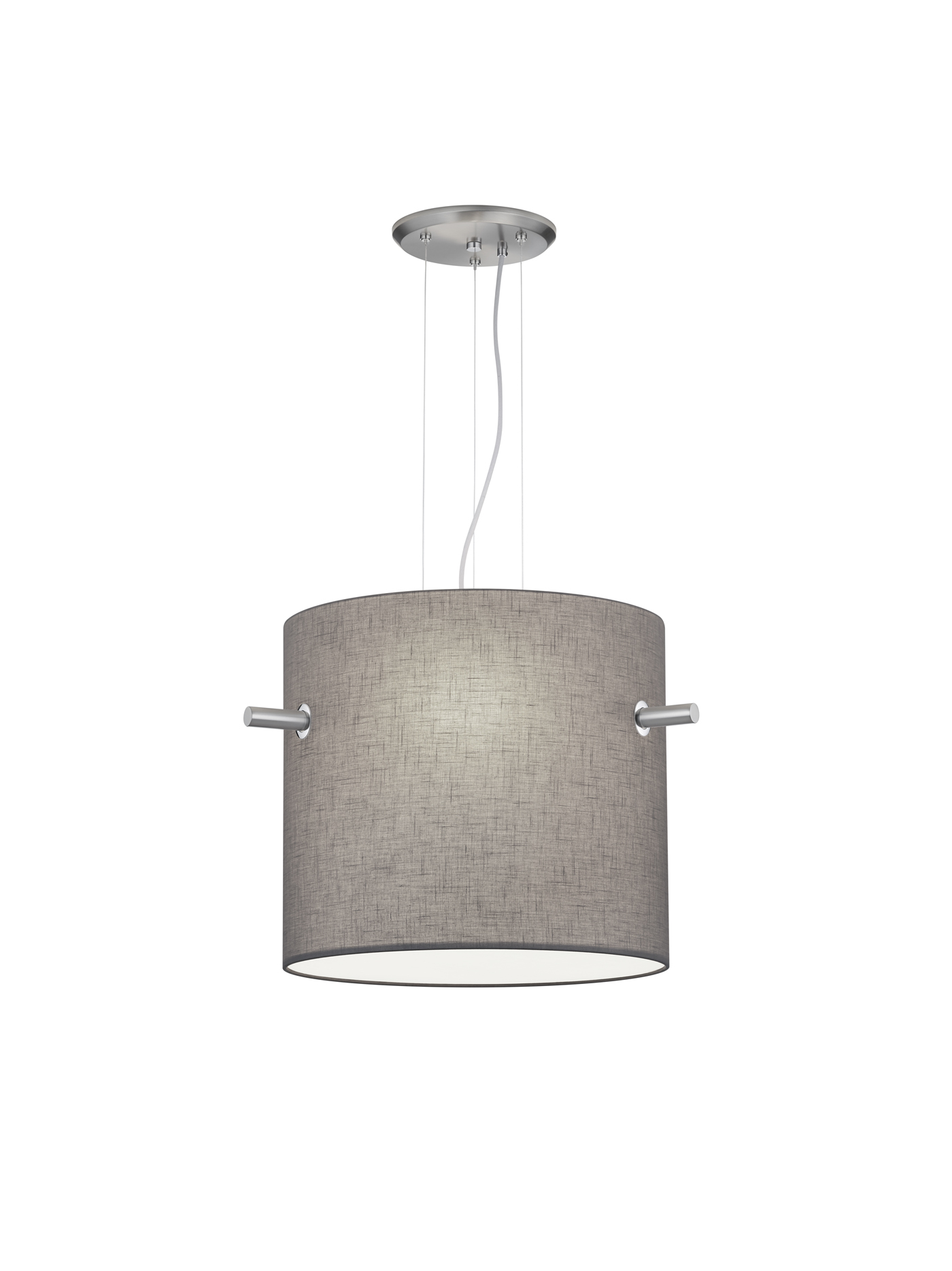 Trio Pendelleuchte CAMDEN in Nickel matt, Schirm Stoff grau