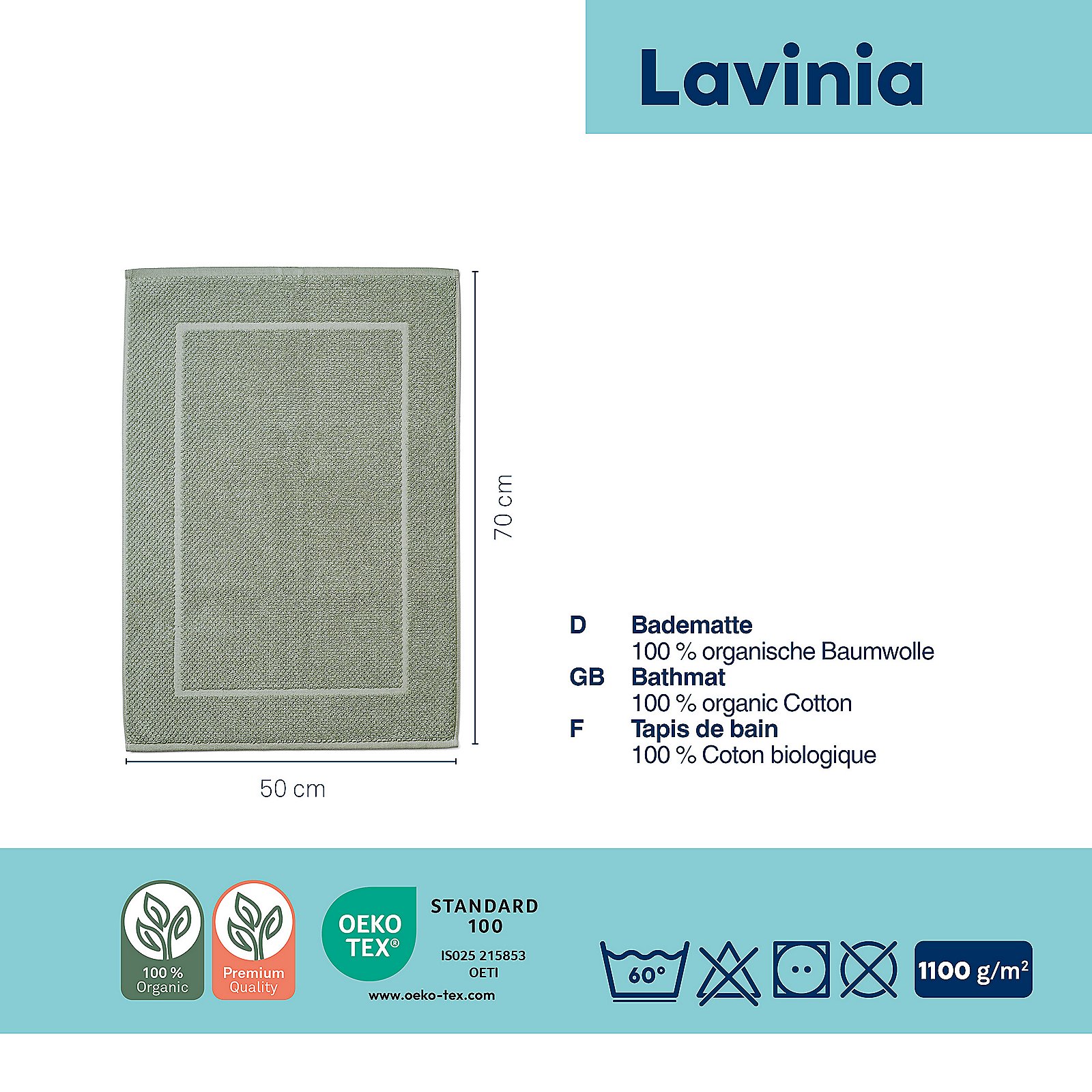 Kela BADVORLEGER LAVINIA in Hellgrau, Dekoration für Zuhause, Teppich, Seite, Text
