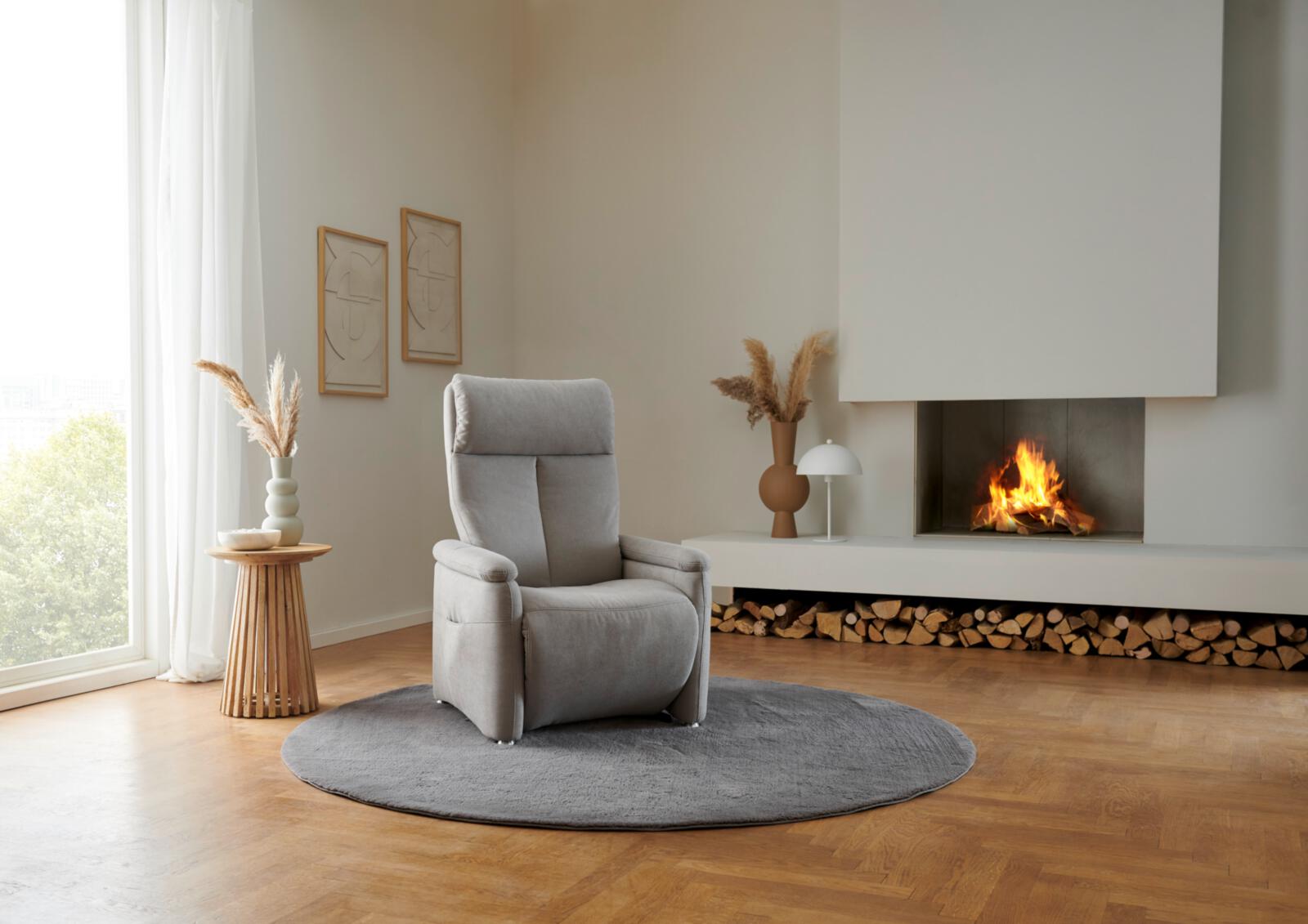 Polsteria Relaxsessel TIMELESS 1.0 COMFORT RELAXX in Olympia clean hellgrau