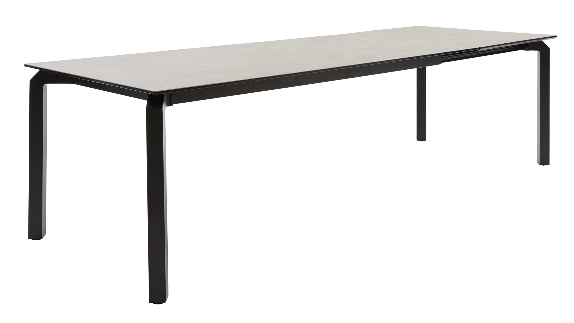 Interliving Esstisch IL5111, Oberteil Glas-Keramik grey, 4-Fuß-Gestell schwarz, Frontslide mit einer Falteinlage 80 cm, ca. 200 (280) x 100 cm