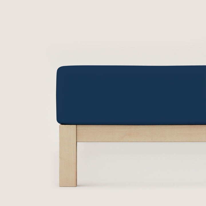 Schlafgut Pure Spannbettlaken ca. 180x200-200x220cm in Farbe Blue Deep