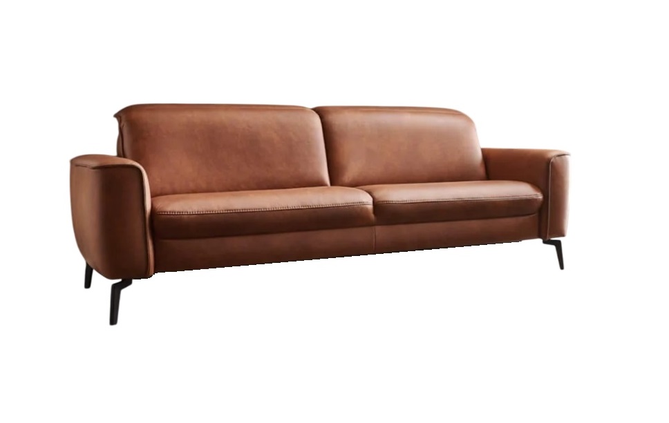 Hukla Sofa 3-sitzig HU-PC23005 ca. B220 T105 cm in Leder Cloudy cognac 60