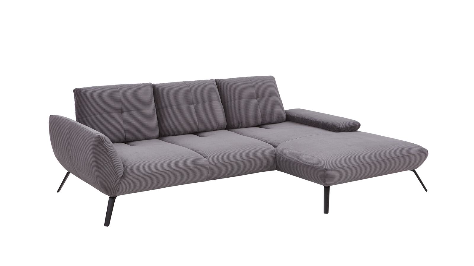 Poco Polstergruppe DOVER ca. 301x191cm in Stoff Cord Lincoln hellgrau, Couch, Mobiliar, Kissen, Dekoration für Zuhause