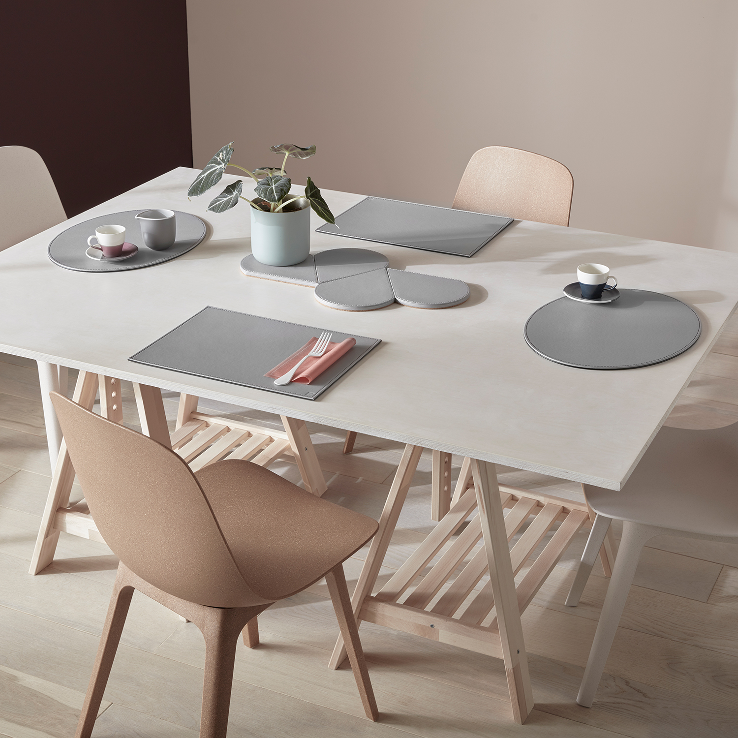 Profino DUO - Platzset oval, Schwarz/Grau