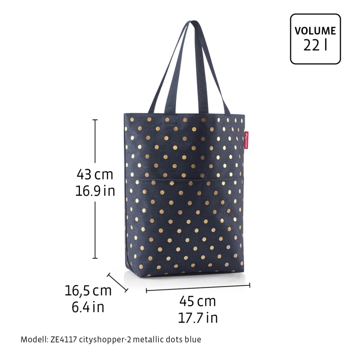 Reisenthel CITYSHOPPER 2 SET #1 in Farbe metallic dots blue, Tasche, Tragetasche, Zubehör, Handtasche