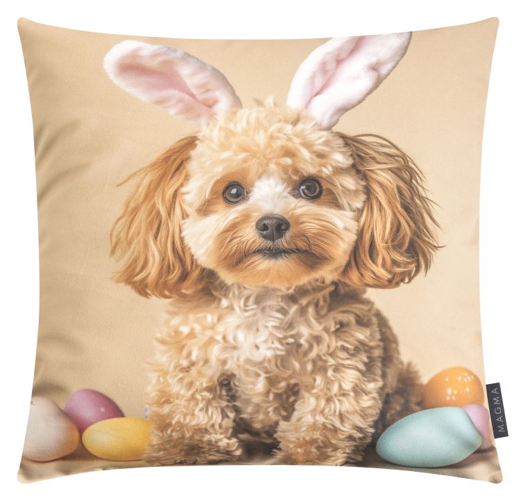Magma Heimtex Kissen EASTER PARTY ca. 45x45cm in Farbe Dog, Kissen, Dekoration für Zuhause, Hund, Säugetier, Haustier